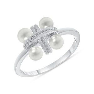 STERLING SILVER X PEARL ENGAGEMENT PROMISE RING